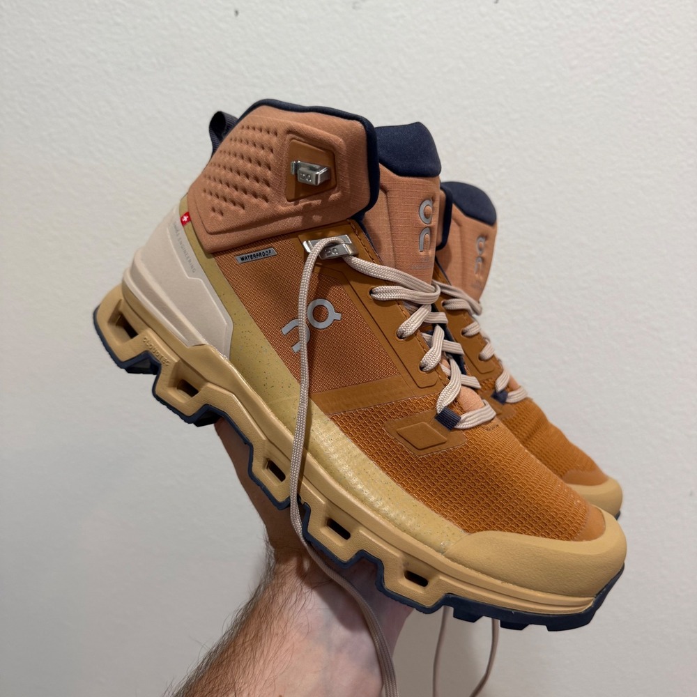On Running Cloudrock Waterproof Mens Hiking Boots Pecan Juniper Brown